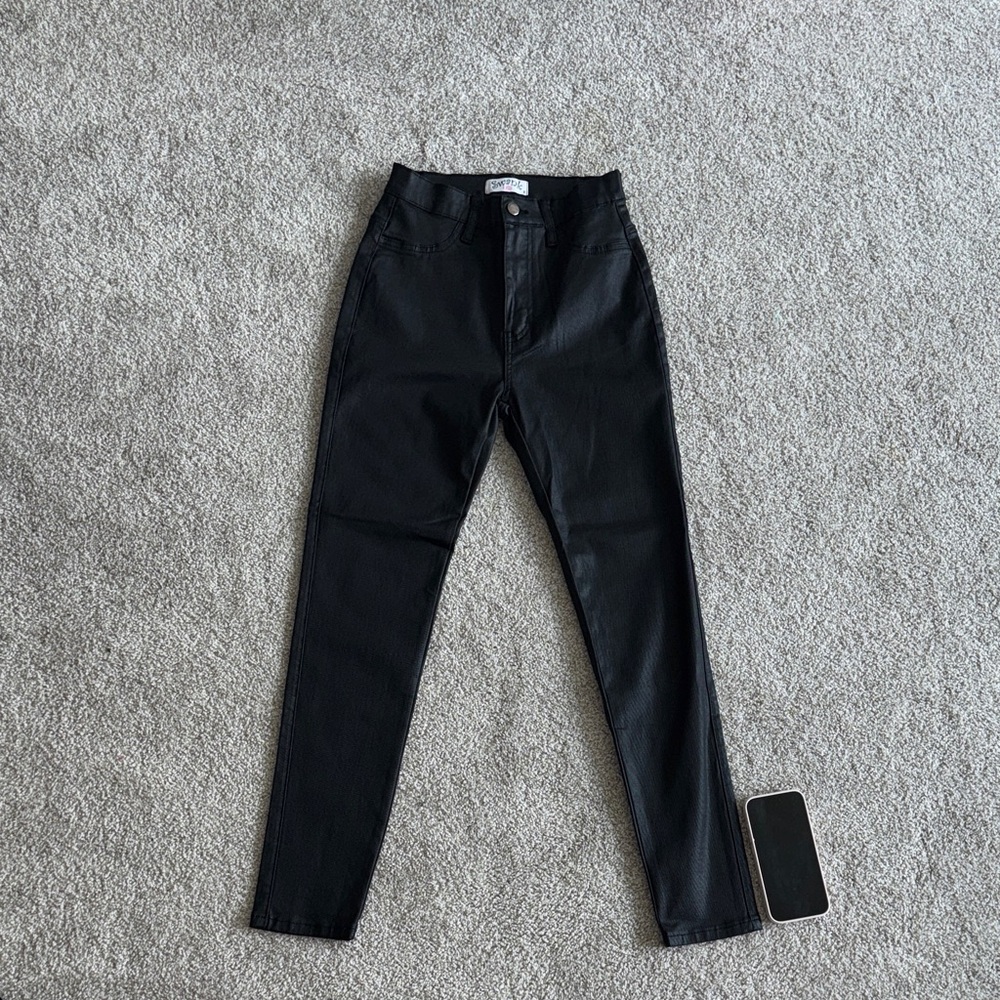 Black High-Rise wax Skinny Jeans
